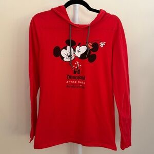 Disney Disneyland After Dark Mickey & Minnie Red Hoodie Top Unisex Small